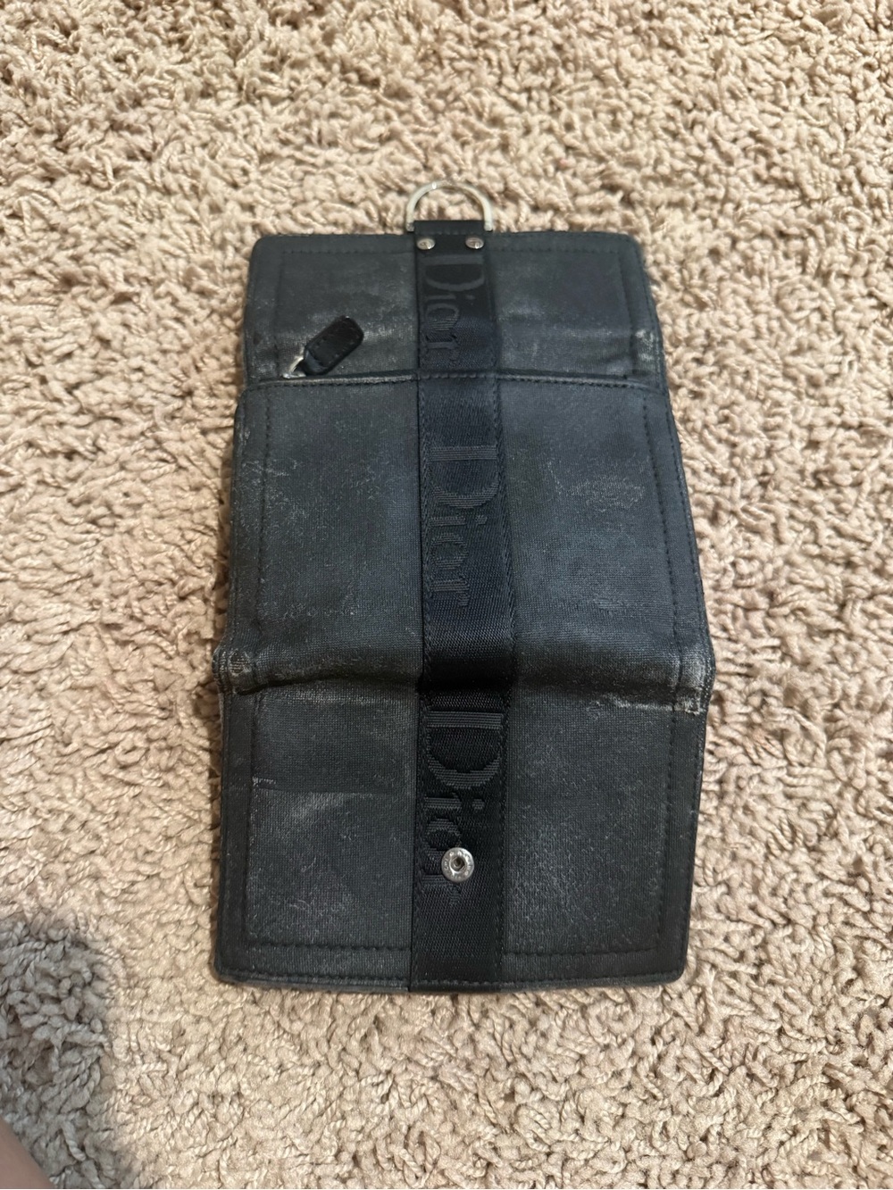 Dior Black Leather Men's Wallet with Silver D-Ring - Picture 2 of 7